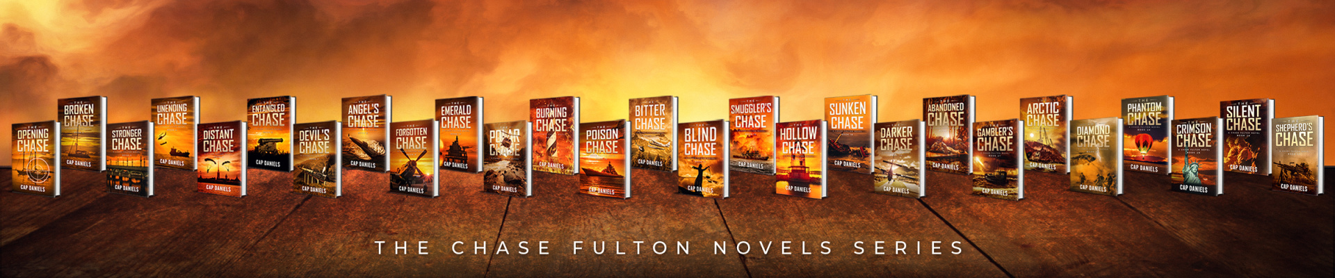 Chase Fulton Novels Series book list graphic by author Cap Daniels.